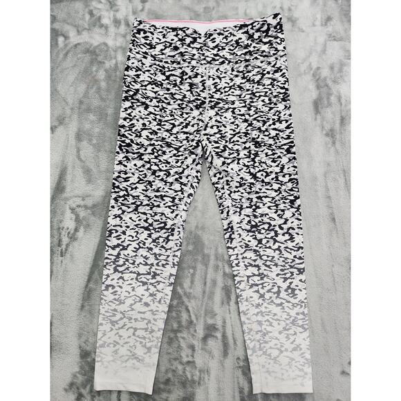 Calvin Klein Performance Leggings Womens L Black Gray White Ombre High Rise Crop - Picture 1 of 10